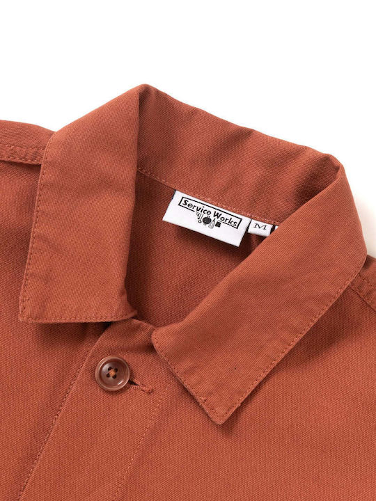 Short Sleeve Cotton Shirt In Regular Fit Copper