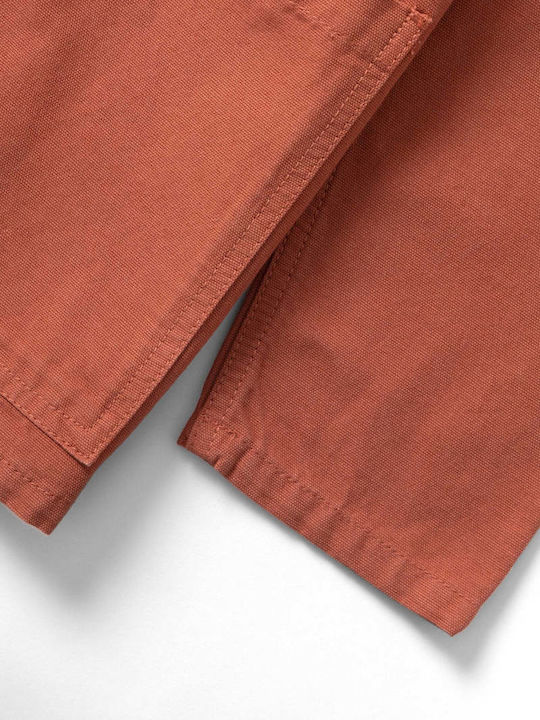 Short Sleeve Cotton Shirt In Regular Fit Copper