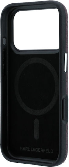 Karl Lagerfeld Grained Allover Logo Metal Elongated iPhone 18 Pro Max/17 Pro Max Burgundy