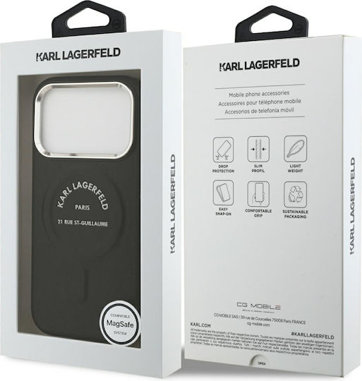 Karl Lagerfeld Embossed Open Ring Rsg Logo Magsafe iPhone 18 Pro Max 17 Pro Max Black