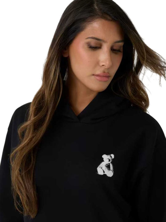Women's Hooded Sweatshirt Cardigan Black