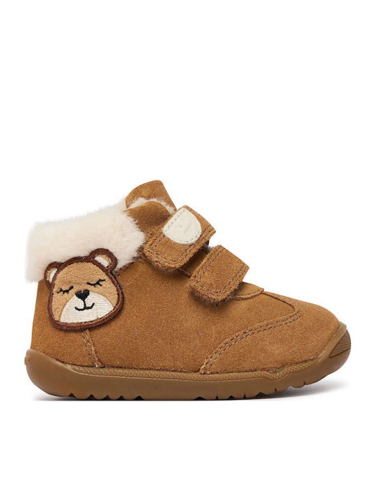 B Macchia Anatomische Leder Kinderstiefel Tabac Braun