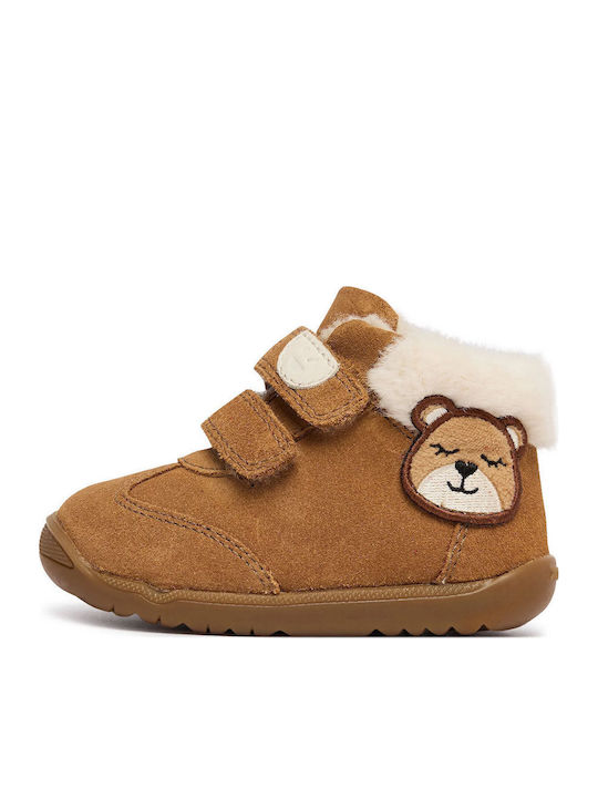 B Macchia Anatomische Leder Kinderstiefel Tabac Braun