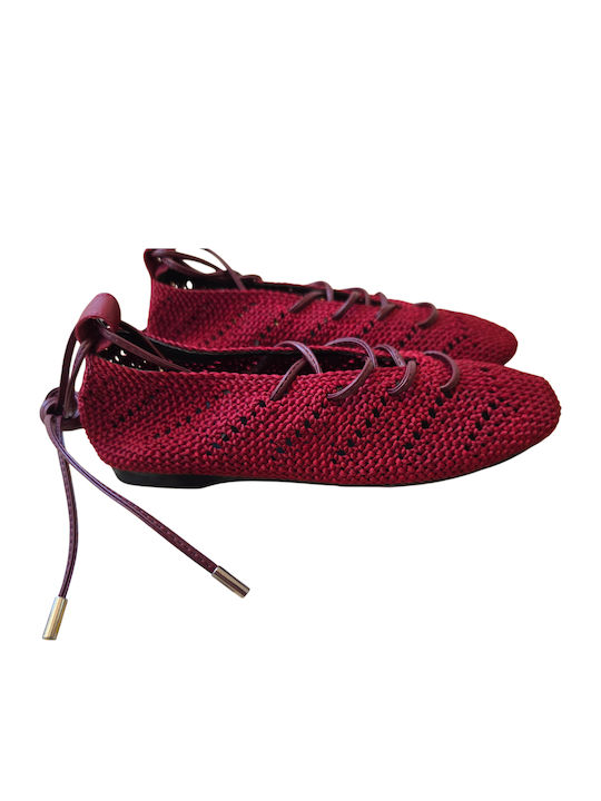 Women's Pointed Toe Burgundy Ballerina Shoes