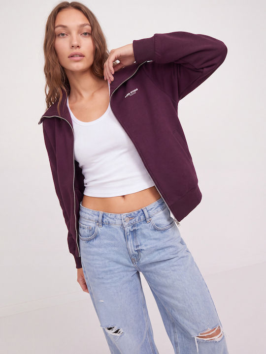 Cardigan Pentru Femei Tricotat Cu Fermoar Burgundy
