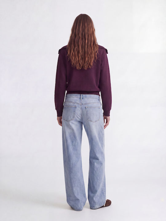 Cardigan Pentru Femei Tricotat Cu Fermoar Burgundy