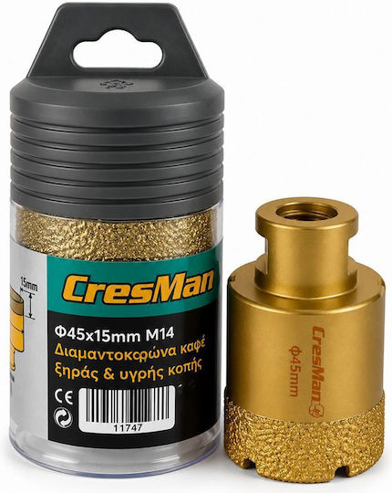 Cresman Diamond Crown Carbide Wet/Dry Cutting Hole Saw Diameter 20mm for Tile