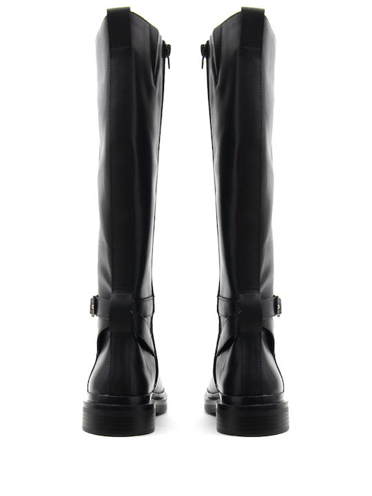 Leder Damenstiefel Reiten Schwarz