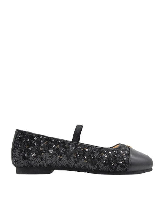 Kinder Pumps & Ballerinas mit Bügel- und Schleifenverschluss Leder Schwarz
