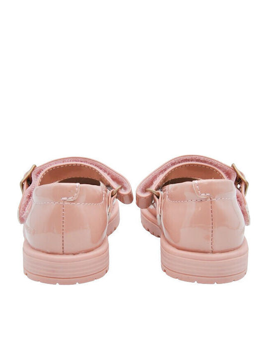Kids Pumps & Ballerinas with Hoop & Loop Closure Leather Pink