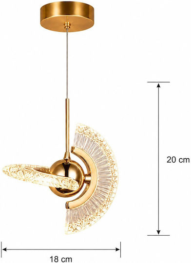 Verstellbare Deckenleuchte Gold LED mit Warmes Weiß Licht mit Kristallen PA-127-GOLD