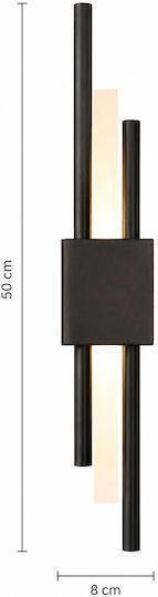 Lumină de perete modernă cu LED integrat și lumină alb cald neagră 8x50x50cm