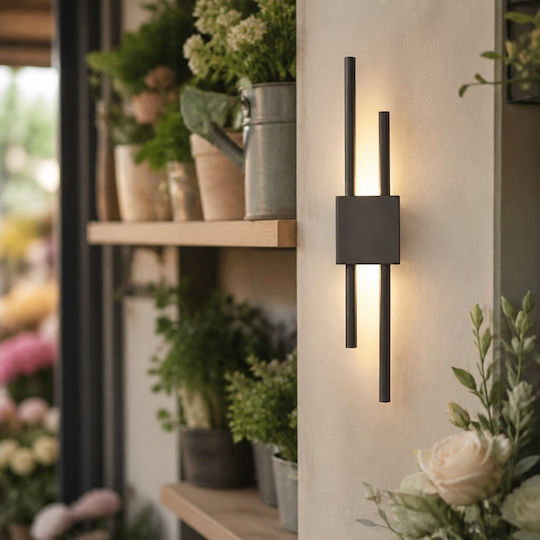 Lumină de perete modernă cu LED integrat și lumină alb cald neagră 8x50x50cm