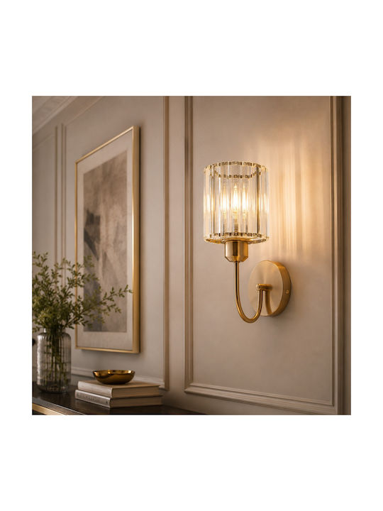 Artekko Wall Lamp with E14 Bulb Base Gold 22x22x28cm