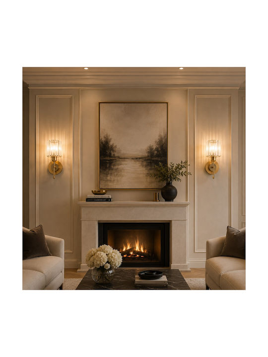 Artekko Wall Lamp with E14 Bulb Base Gold 22x22x28cm