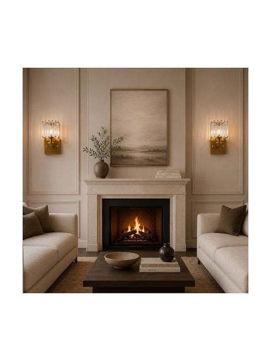 Artekko Wall Lamp with E14 Lamp Bulb Base Gold 19.5x19.5x26.5cm
