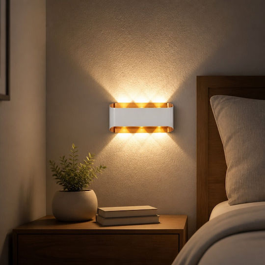 Modern Lampă de Perete cu LED Integrat și Lumină Alb Cald 10x18x18εκ.