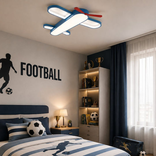 Einfaches Licht Kinderzimmer-Deckenleuchte aus Kunststoff 45W mit Lampensockelgröße E27 Blau 60cm