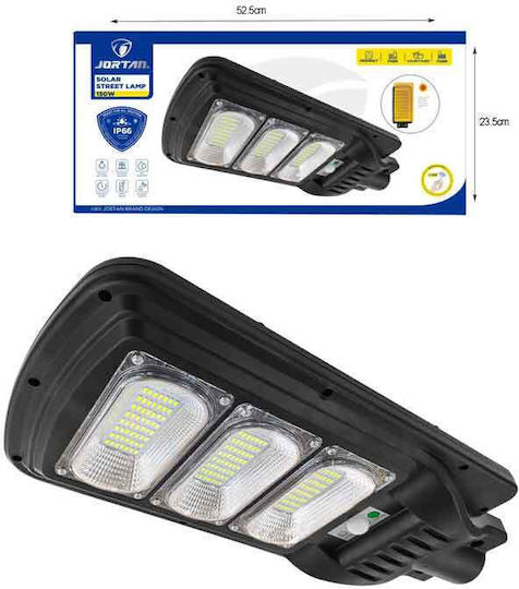 LED Водоустойчив Соларен Уличен Фенер 150W Студено Бяло 6500K с Датчик за Движение, Фотосензор и Дистанционно IP66