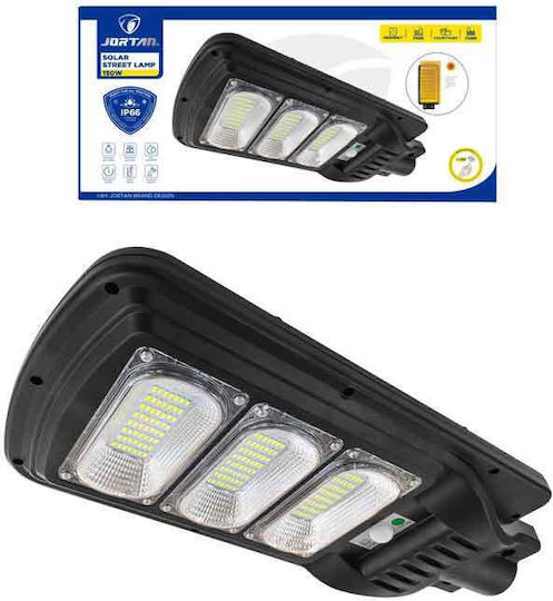 LED Водоустойчив Соларен Уличен Фенер 150W Студено Бяло 6500K с Датчик за Движение, Фотосензор и Дистанционно IP66
