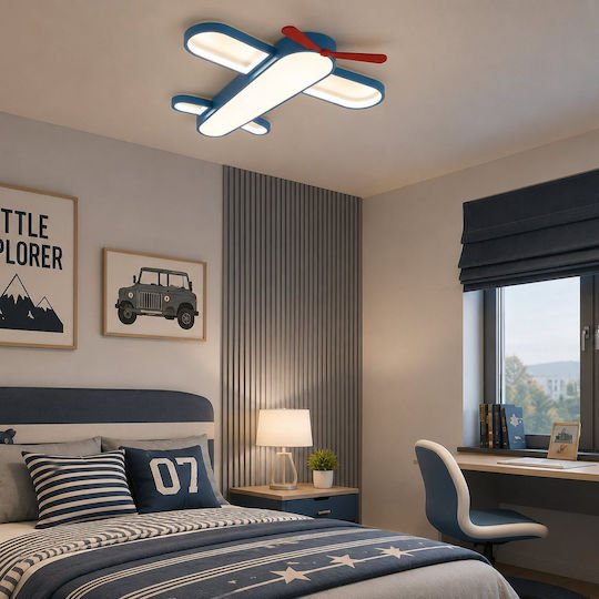 Einfaches Licht Kinderzimmer-Deckenleuchte aus Kunststoff 45W mit Lampensockelgröße E27 Blau 60cm