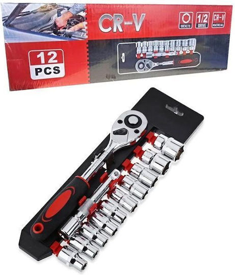 Cr-v Ratschen- und Steckschlüssel-Set mit Kastanien und Haselnüssen 1/2" 12 Stück