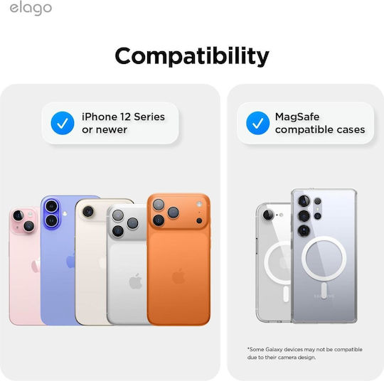 Elago Phone Mount Cell Phone Smartphones Magsafe & Silicone Suction Cup White Emssuction-wh