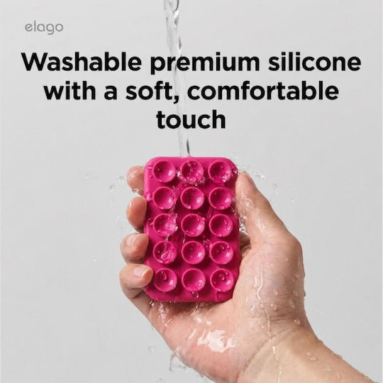 Стойка Elago Phone Mount За Мобилни Smartphones Magsafe & Вендуза Силикон Ice Red Emssuction-ired