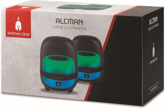 Spartan Gear Alcman Large Компютърни тонколони 2.0 с RGB осветление и Bluetooth в Черен цвят