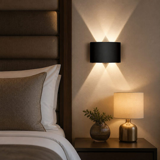 Lampă de Perete cu LED Integrat și Lumină Alb Cald Negru 12x8x4cm