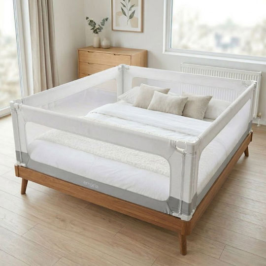 Bară de Protecție pentru Pat din Metal în Culoare Albă 200x160cm