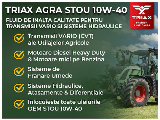 Ulei Transmisii Vario CVT și Hidraulic Triax Agra Stou 10W-40 18,92 L