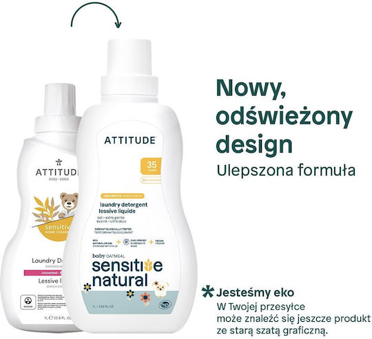 Attitude Бебешки Течен Перилен Препарат за Дрехи 1л (35 Дози)