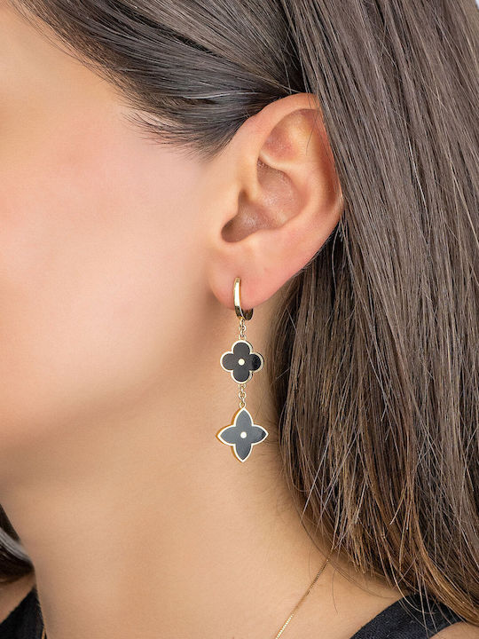 Kiriakos Gofas 14K Gold Ohrringe mit Schwarzen Steinen