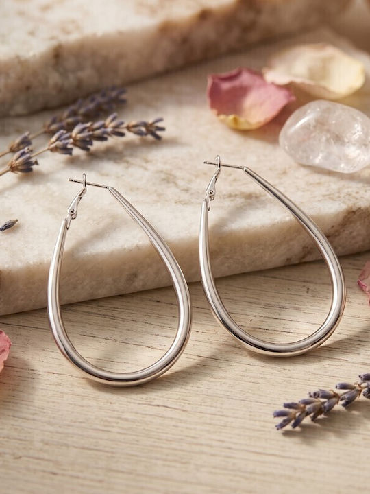 Sk3578 Σκουλαρίκια Κρίκοι Σχήμα Σταγόνας Teardrop Hoops – Grekas Jewelry
