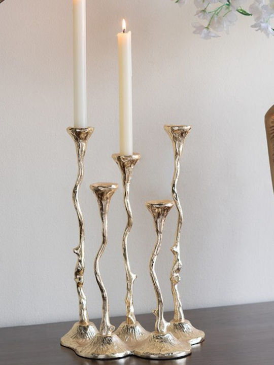 Artekko Noble Kerzenhalter Aus Metall In Gold Farbe 25x36x17cm