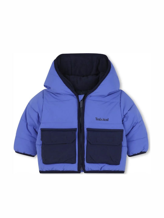 Kids Casual Short Jacket with Lining & Hood Blue