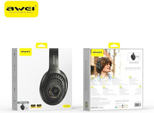 Awei AT30 Ασύρματα / Ενσύρματα Over Ear Ακουστικά Μαύρα