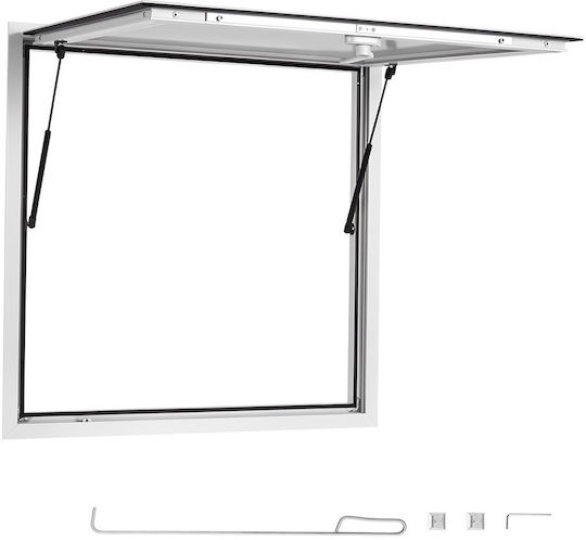 Vevor 915x915mm Service Window Frame Aluminum Alloy Food Truck Service Up To 85 Degrees Door Awning Towing Hook Water Resistant Rain Trailer Service