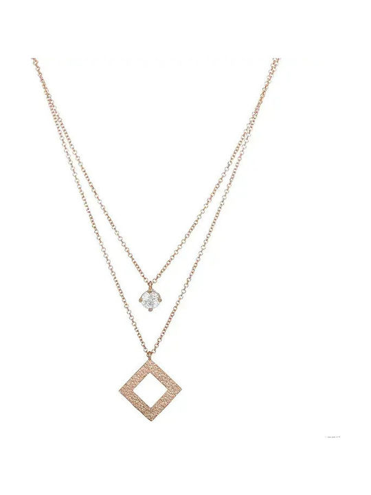 Halskette aus Roségold 14K mit Zirkon Rosa Halskette aus Roségold 14K mit Zirkon Rosa