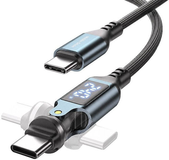 Mobile Origin Winkel (90°) / Geflochtenes / LED USB 2.0 Kabel USB-C männlich - USB-C 240W PD Grau 1m MO-DRC-S-CB16