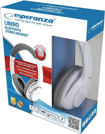 Esperanza EH163 Libero Kabellose Bluetooth Am Ohr Kopfhörer mit 4 Stunden Betriebszeit Weiß