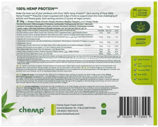 Chemp Cannabis-Proteine mit Geschmack Pistaziencreme 34gr