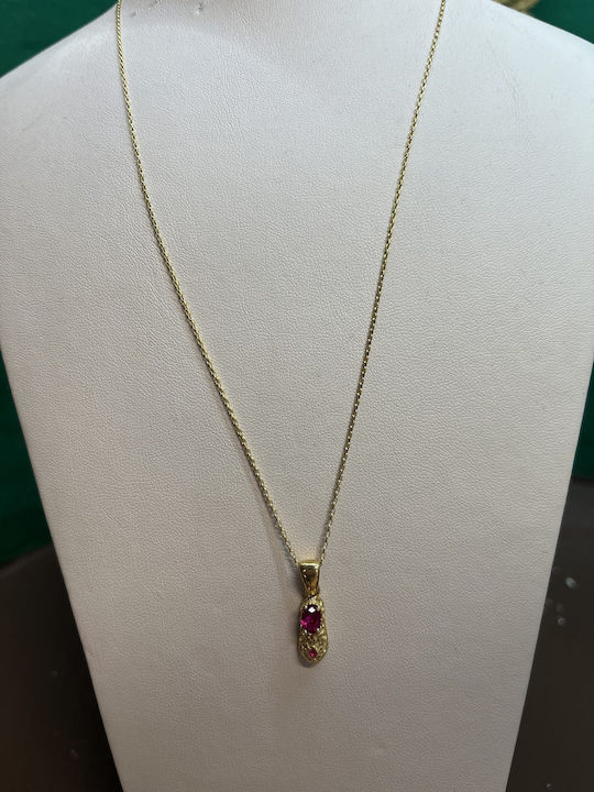 Hängendes Talisman mit Steinen Vergoldet mit Zirkon Bordeaux