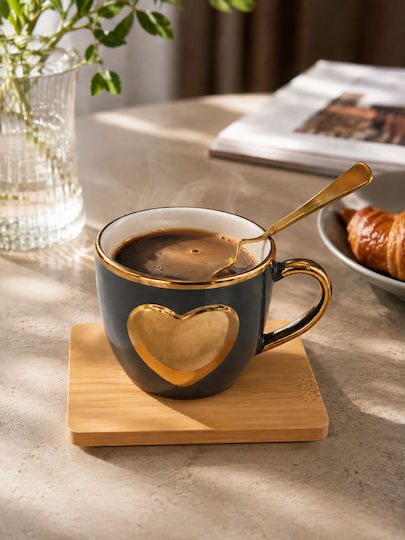 Kaffeetasse aus Porzellan Grau 220ml