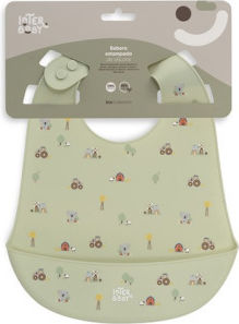 Interbaby Waterproof Silicone Baby Bib with Pocket Green for 4 m+