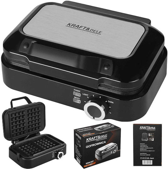 Kraft & Dele Aparat de Vafe pentru Vafe Rectangulare cu 2 Compartimente 2200W