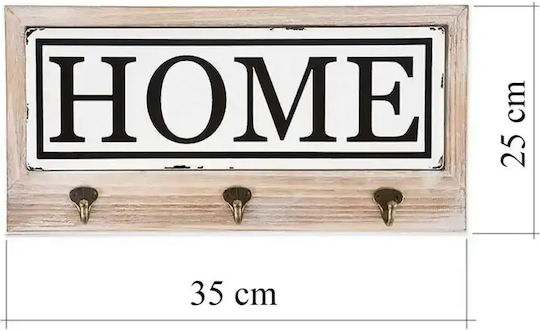 Κρεμάστρα Τοίχου Ξύλινη 3 Θέσεων Καφέ 35x18x25cm