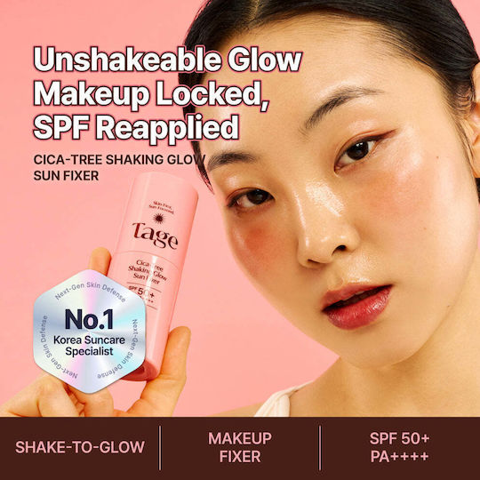 Tage Cica-tree Shaking Glow Sun Fixer Spf50+ Pa++++ – Слънцезащитен Установяващ Спрей За Грим Блясък Фиксация 50 Ml