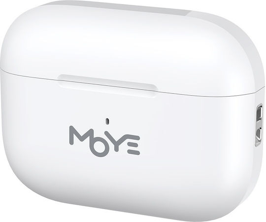 Moye Aurras 3 In-ear Bluetooth Handsfree Ακουστικά με Θήκη Φόρτισης Λευκά